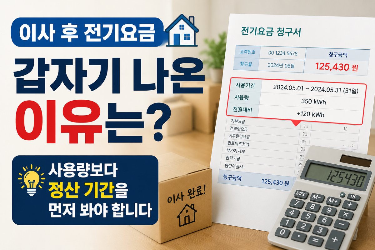 이사 후 전기요금이 갑자기 나온 이유, 사용량보다 정산 기간을 먼저 봐야 합니다