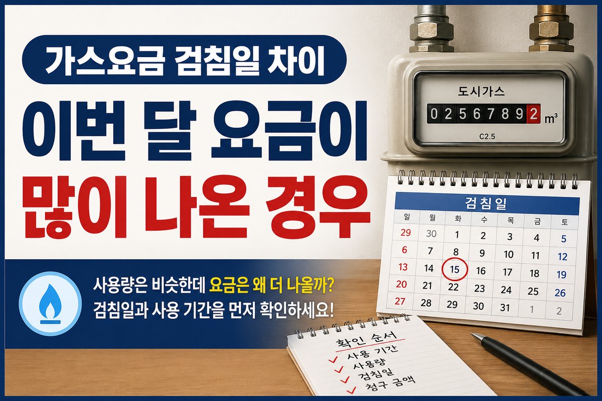 가스요금 검침일 차이로 이번 달 요금이 많이 나온 경우