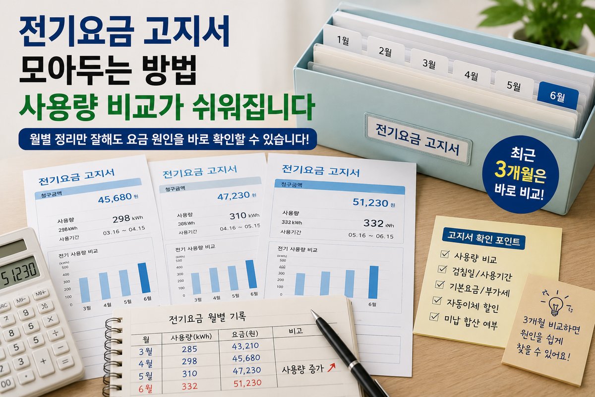 전기요금 고지서 모아두는 방법, 사용량 비교가 쉬워지는 기준