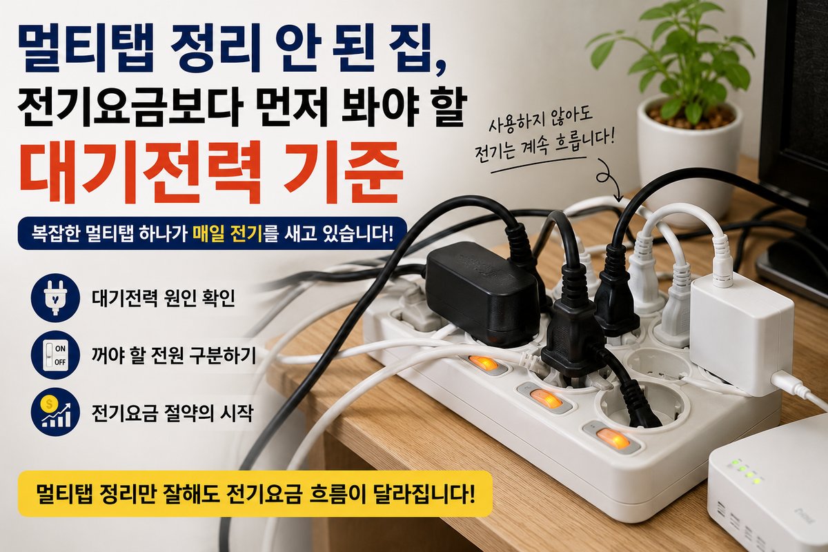 멀티탭 정리 안 된 집, 전기요금보다 먼저 봐야 할 대기전력 기준