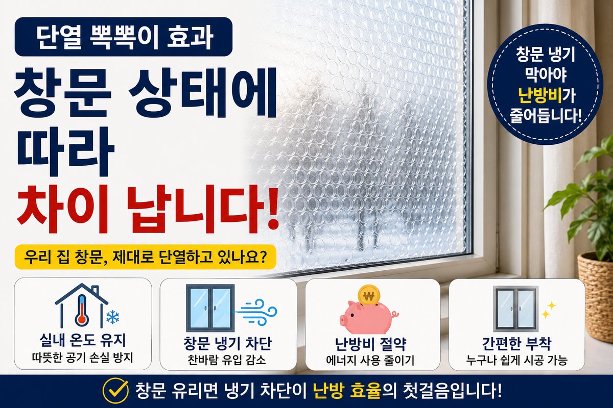 단열 뽁뽁이 난방비 절약 효과, 창문 상태에 따라 차이 납니다