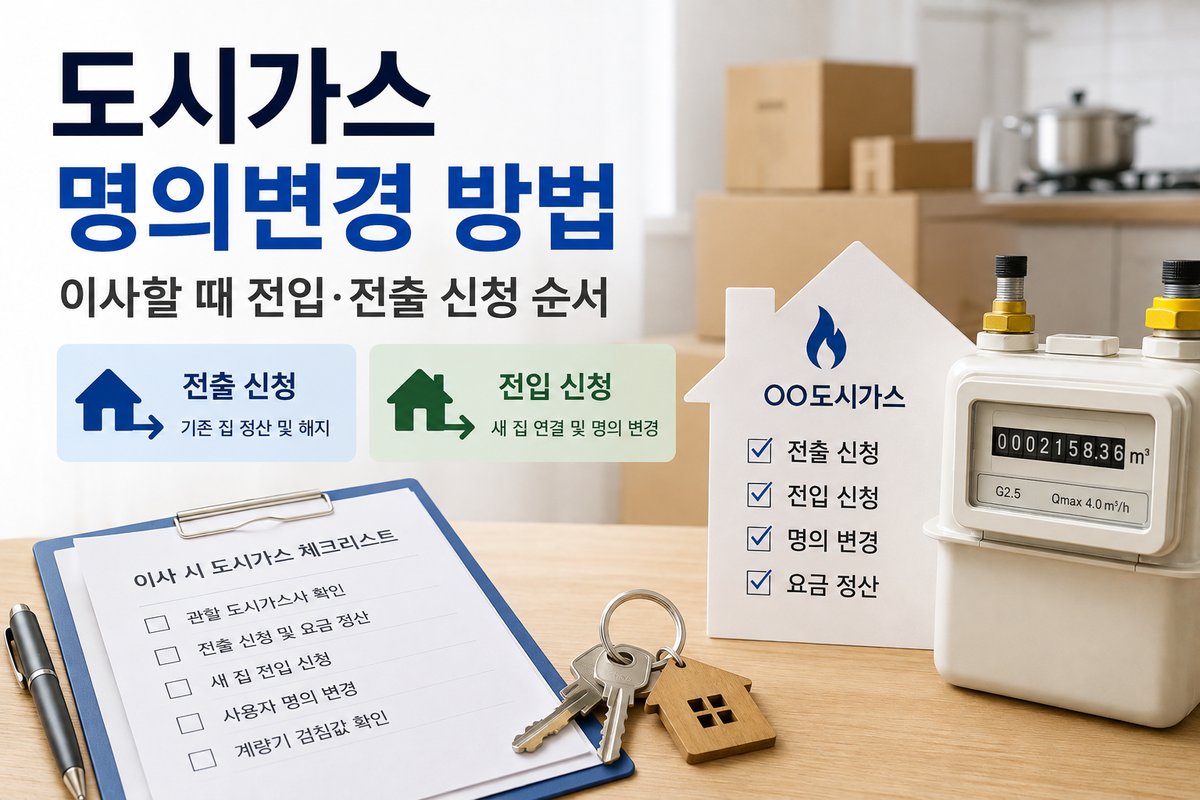도시가스 명의변경 방법 이사할 때 전입 전출 신청 순서