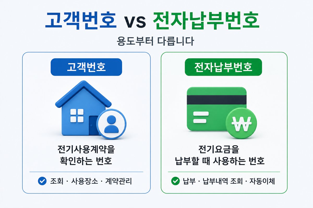 전기요금 납부자번호와 고객번호 차이 조회할 때 헷갈리는 항목