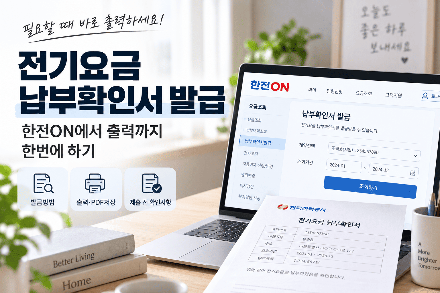 전기요금 납부확인서 발급, 한전ON에서 출력까지 한번에 하기