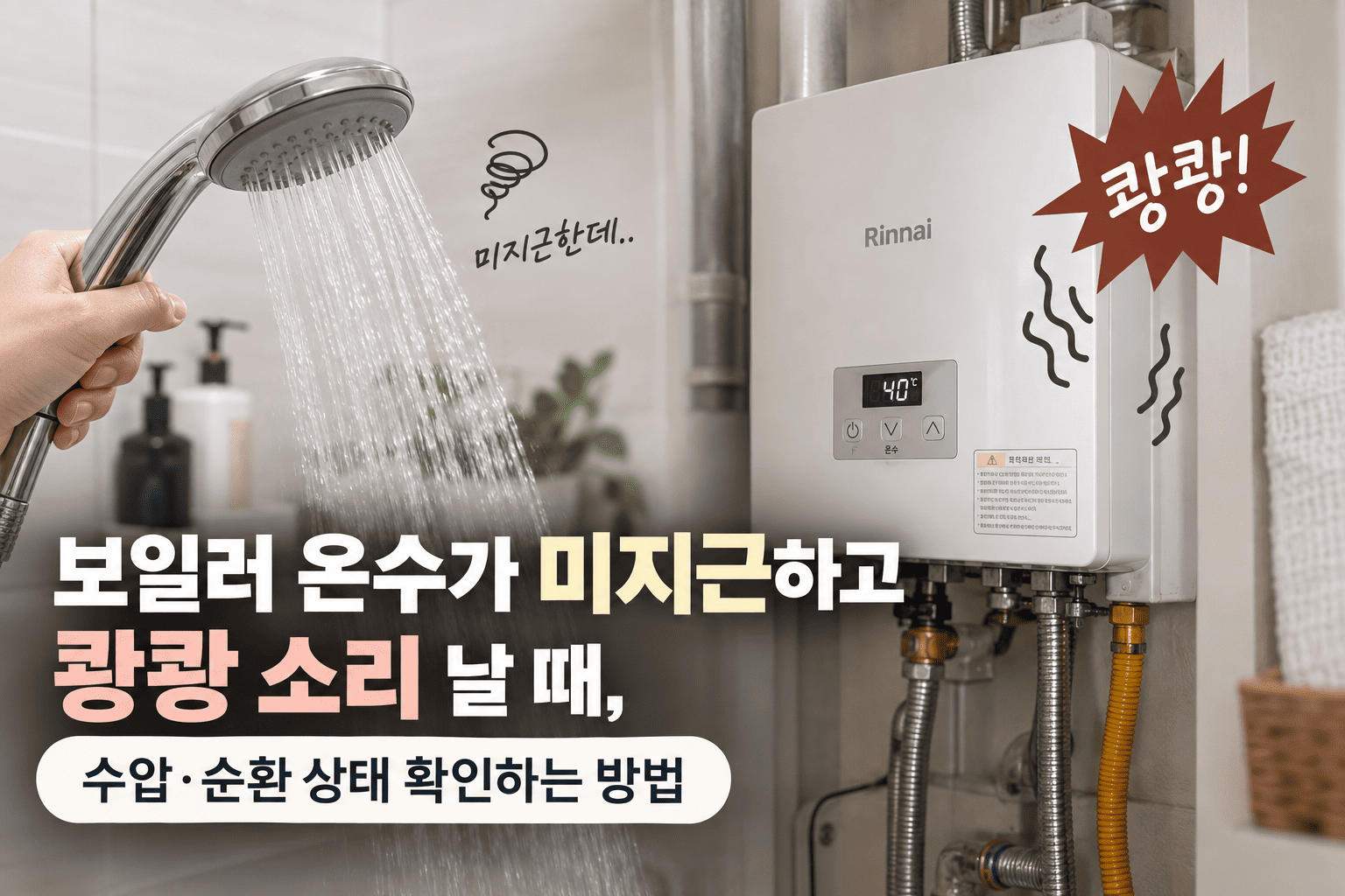 보일러 온수가 미지근하고 쾅쾅 소리 날 때, 수압·순환 상태 확인하는 방법