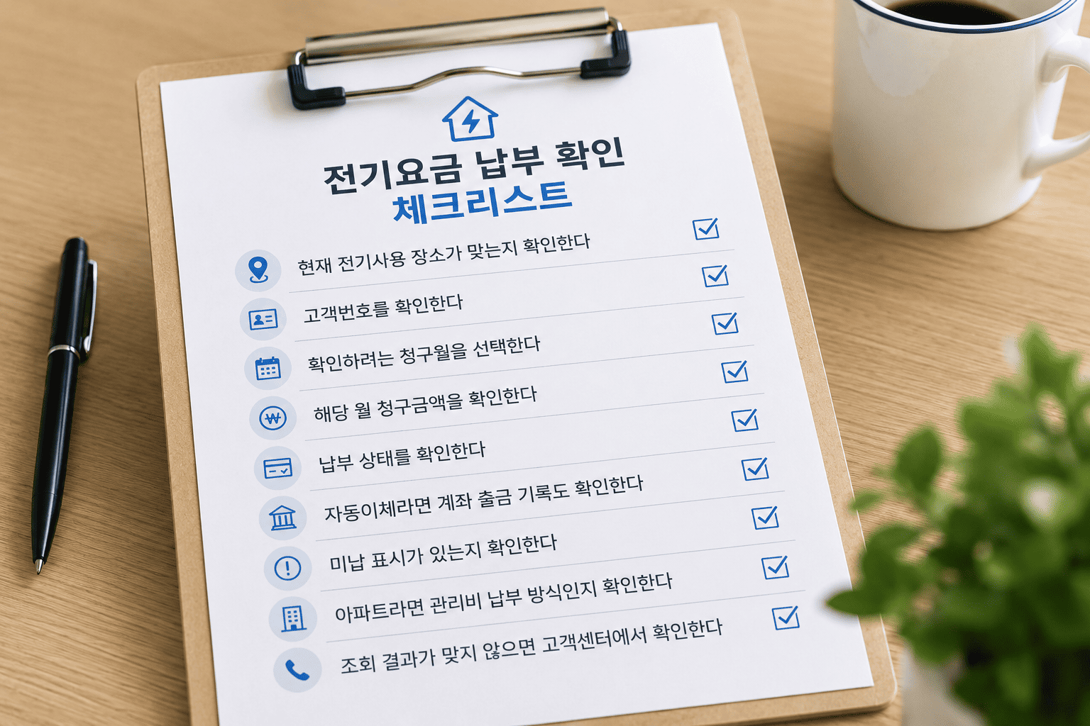 전기요금 납부 여부와 자동이체 확인 체크리스트