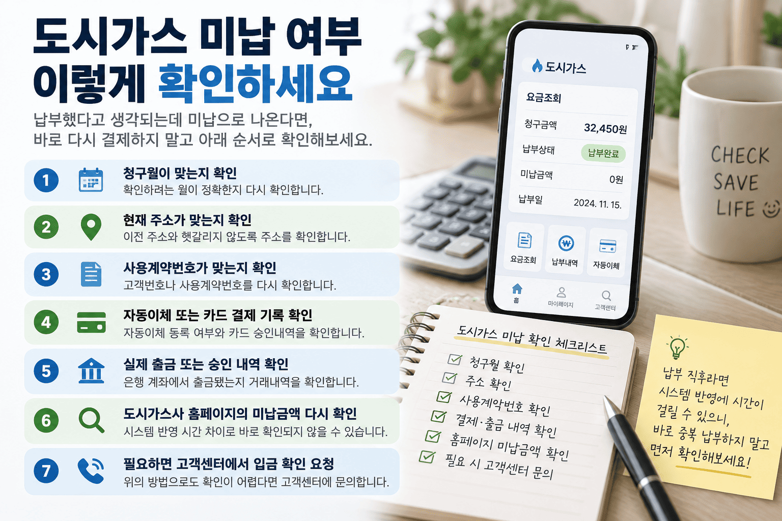 도시가스 미납 여부와 납부 기록 확인 체크리스트